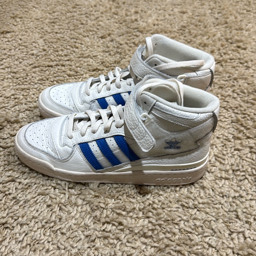 Adidas Forum Blue White Velcro Top High Top Men’s Tennis Shoes